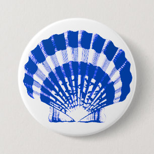 Seashell - Kobalt blau und weiß Button