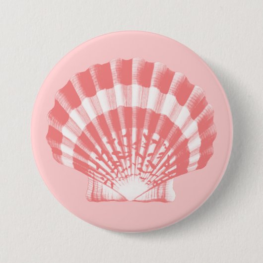 Seashell - Korallen rosa und weiß Button (Vorderseite)