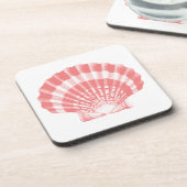 Seashell - Korallen rosa und weiß Getränkeuntersetzer (Linke Seite)