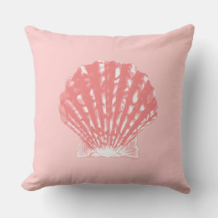 Seashell - Korallen rosa und weiß Kissen