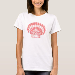 Seashell - Korallen rosa und weiß T-Shirt