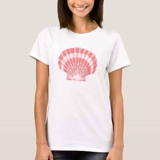 Seashell - Korallen rosa und weiß T-Shirt (Vorderseite)