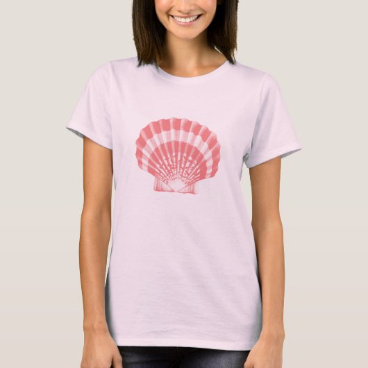 Seashell - Korallen rosa und weiß T-Shirt (Vorderseite)