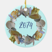 Seashell-Kranz-Namen und Jahresverzierungen Keramik Ornament (Hinten)