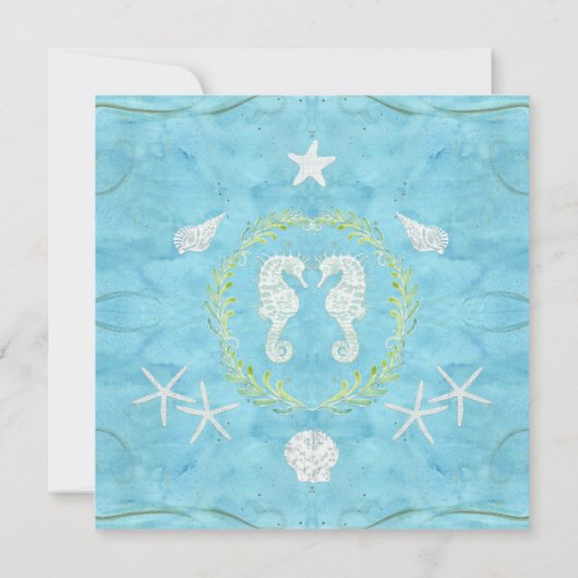 Seashell Leaf Wreath Ocean Beach Muscheln Einladung (Rückseite)
