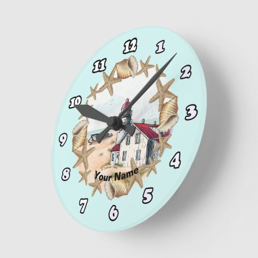 Seashell Lighthouse Clock Runde Wanduhr (Winkel)