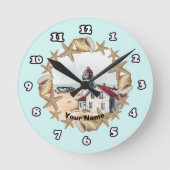 Seashell Lighthouse Clock Runde Wanduhr (Vorderseite)