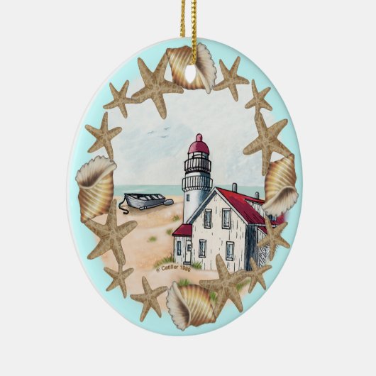 Seashell Lighthouse Keramik Ornament (Rechts)