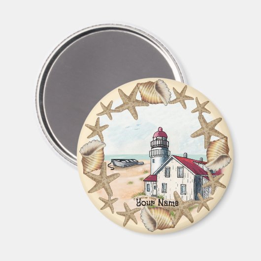 Seashell Lighthouse Magnet (Vorderseite/Rückseite)
