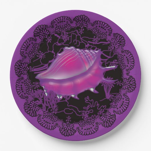 Seashell Lila Pappteller (Vorderseite)