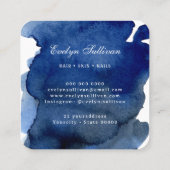 Seashell-Logo auf blaue Aquarell-Visitenkarte Quadratische Visitenkarte (Rückseite)