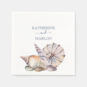 Seashell-Meldung in einer Flasche Nautische Hoch Serviette