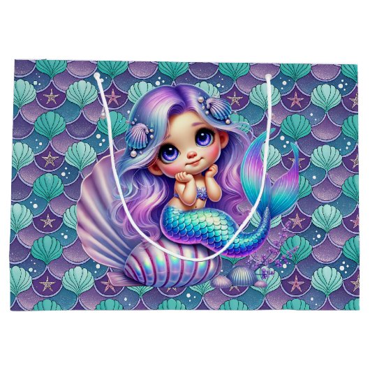 Seashell Mermaid Große Geschenktüte (Rückseite)