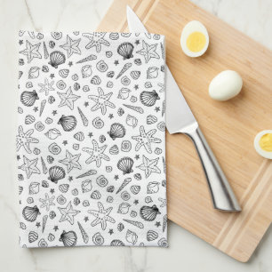 Seashell monochrome Teetuch Geschirrtuch