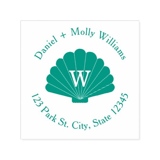 Seashell Monogram-Adresse Permastempel (Design)