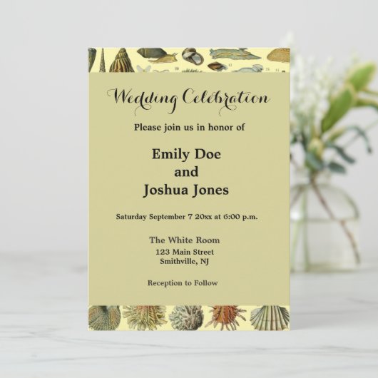 Seashell Muschel Mollusk Clam Einladung (Stehend Vorderseite)