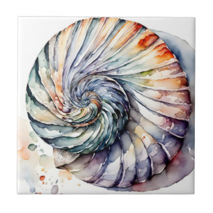 Seashell Muschel Nautilus Design 357 Wasserfarbe Fliese