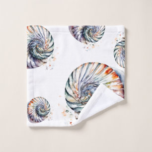 Seashell Muschel Nautilus Design 357 Wasserfarbe Waschlappen