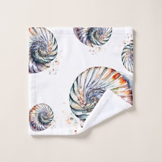 Seashell Muschel Nautilus Design 357 Wasserfarbe Waschlappen (Waschlappen)