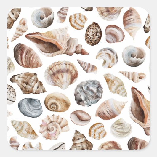 Seashell-Muster Quadratischer Aufkleber (Vorderseite)