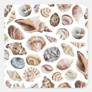Seashell-Muster Quadratischer Aufkleber