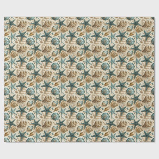 Seashell Muster Wrapping Paper Roll Geschenkpapier (Flach)