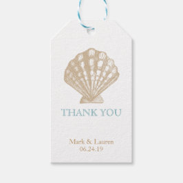 Seashell Nautical Tan/Aqua Beach Wedding Vielen Da Geschenkanhänger