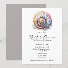 Seashell nautische Strand Brautparty taupe weiß Einladung