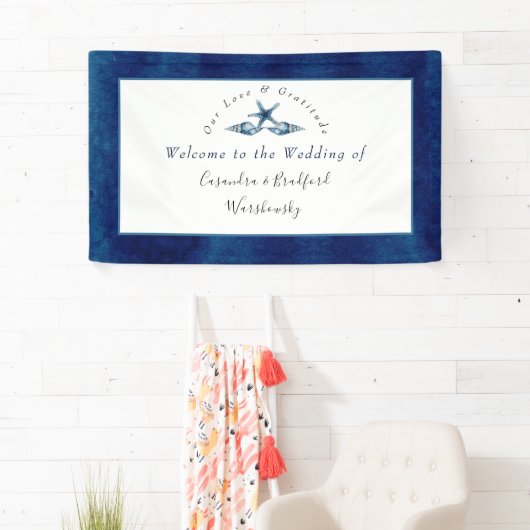 Seashell Navy Blue White Banner (Insitu)
