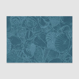 Seashell Ocean Beach Dusty Blue Sketch Art Seidenpapier