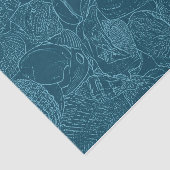 Seashell Ocean Beach Dusty Blue Sketch Art Seidenpapier (Ausschnitt)