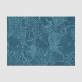 Seashell Ocean Beach Dusty Blue Sketch Art Seidenpapier