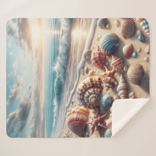 Seashell Ocean Lover Sherpadecke (Vorderseite (Horizontal))