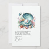Seashell & Ocean Theme Little Pearl Baby Dusche Dankeskarte (Rückseite)