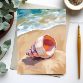Seashell on the Sea Shore Watercolor Painted Card