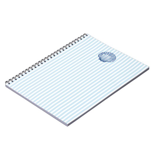 Seashell Painting Nautical Blue Strip Preppy Notizblock (Linke Seite)