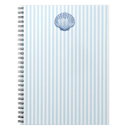 Seashell Painting Nautical Blue Strip Preppy Notizblock (Vorderseite)