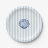 Seashell Painting Nautical Stripe Pappteller (Vorderseite)