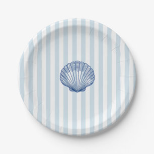 Seashell Painting Nautical Stripe Pappteller