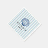 Seashell Painting Nautical Stripe Wedding Serviette (Ecke)