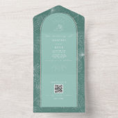 Seashell Palm Aqua Beach Wedding QR Code UAWG All In One Einladung (Innen Boden)