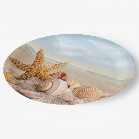 Seashell-Party-Papier-Teller Pappteller (Schrägansicht)