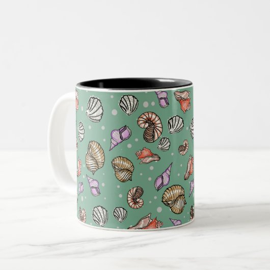Seashell Pattern auf einer Tasse (Vorderseite Links)