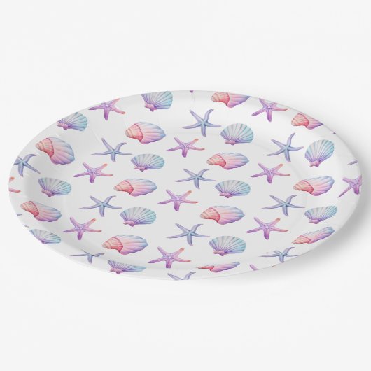 Seashell Pattern Pappteller (Schrägansicht)