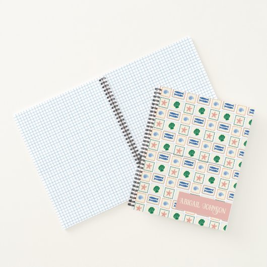 Seashell Pattern Personalize Coastal Boho Notizblock (Innenseite)