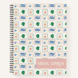 Seashell Pattern Personalize Coastal Boho Notizblock