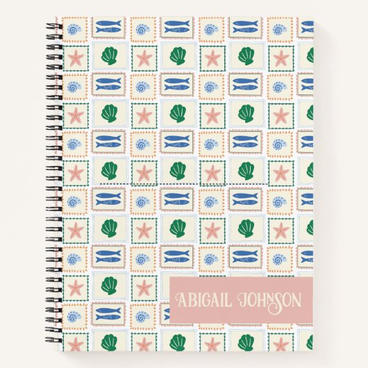 Seashell Pattern Personalize Coastal Boho Notizblock (Vorderseite)