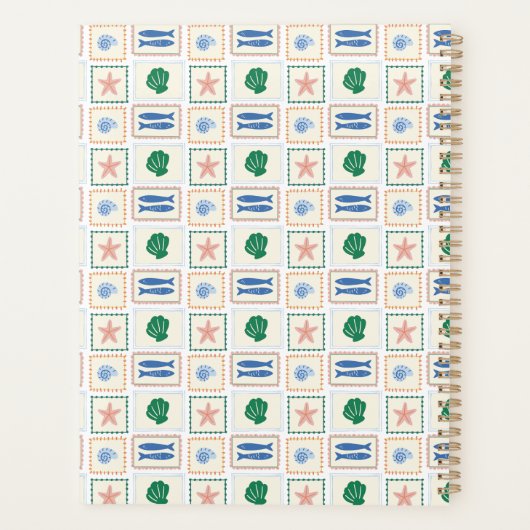 Seashell Pattern Personalized Modern Boho  Planer (Rückseite)