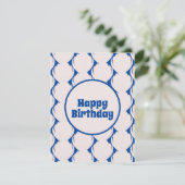 Seashell Pattern Pink Blue Birthday (Stehend Vorderseite)