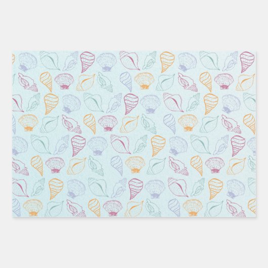 Seashell Pattern Wrapping Paper Geschenkpapier Set (Vorderseite 3)